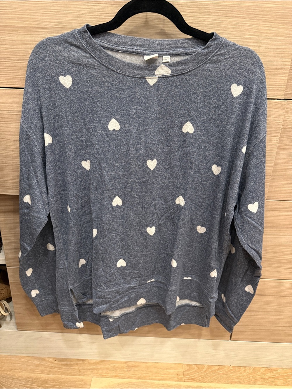 BP (Nordstrom) Blue Heart Print Long Sleeve, Size Medium